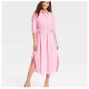 Universal Thread Pastel Pink Oversized Midi Shirt Dress Women's Large